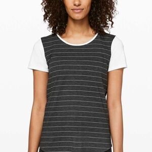 Lululemon Love Crew III in Short Serve Stripe Heathered Black White / White
